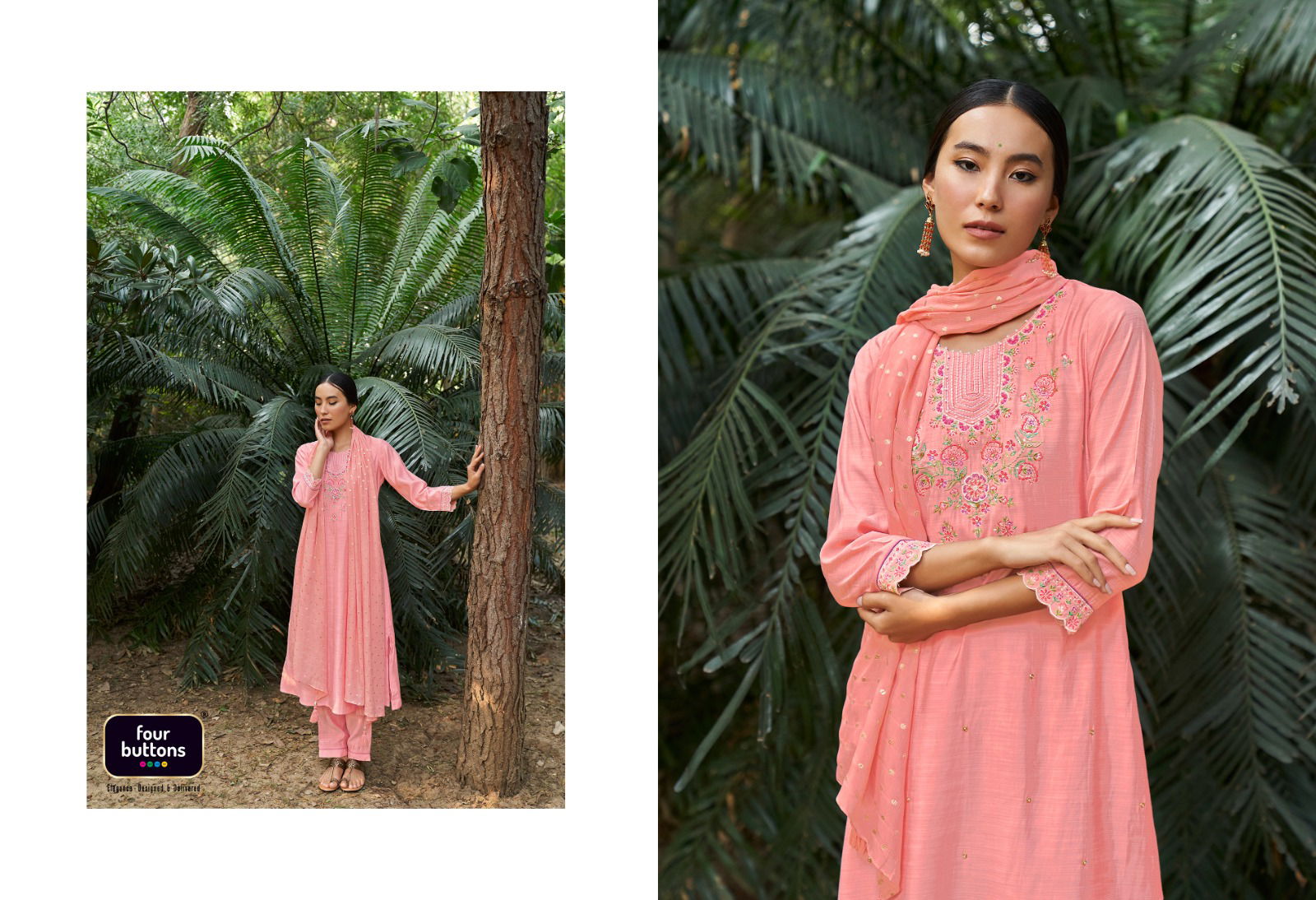 Four Buttons Muraad Exclusive Designer Wholesale Readymade Suits